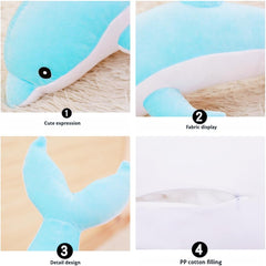 Dolphin Plush Pillow 27.5" Blue Dolphin Stuffed Throw Pillow Super Soft Sea Animal Plush Toys Dolls for Boys Girls Sleeping Cushion Gift