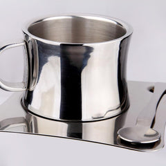 Stainless Steel Coffee Mug with Saucer Teacup Set, Tea Cup,5oz,150ml