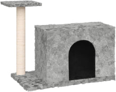 vidaXL Cat Tree Light Gray Engineered Wood, Plush, Sisal Medium Durable