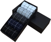 GALPADA 5pairs Men's Cotton Anti-skid Socks Thick Warm Crew Socks for Winter Autumn Breathable Grid Design Comfortable Fit