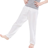 Summer Boys and Girls Cotton Pants Children's Baby Loose Silk Trousers White