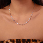 1PC Silver Heart Necklace, Sparkling Crystal Pendant Chain, Elegant Rhinestone Jewelry, Dainty Cubic Zirconia Necklaces for Women, Shimmering Evening Accessory (Silver)