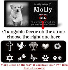 ILoveU Personalized Pet Memorial Stones, Memorial Plaque for Pets, Dog, Cat, Black Granite Memorial Garden Stone Engraved with Photo, Dog Memorial Grave Markers Pet Memorial