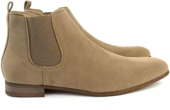 ÃZARMAN Men's Ankle Dress Chelsea Boots Side Zipper Closure (10.5, Tan Beige Suede)