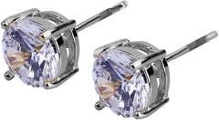 Women Synthetic Diamond Earrings, 18K White Gold Plated Round Square Cubic Zirconia Hypoallergenic Studs Earrings (Stone Silver)