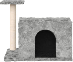 vidaXL Cat Tree Light Gray Engineered Wood, Plush, Sisal Medium Durable