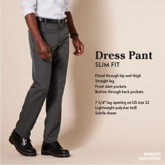 Amazon Essentials Men's Slim-Fit Flat-Front Dress Pant