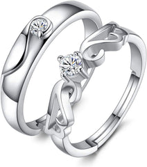 1 Pair Silver Color Open Rings Women Men Couple Rings Cheap Jewelry for Lovers