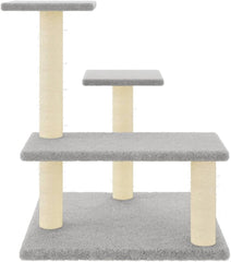 vidaXL Cat Tree Light Grey Engineered Wood, Plush, sisal Medium Durable