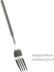 BBQ Telescopic Extendable Dinner Fruit Dessert Long Handle Fork Stainless Steel Cutlery