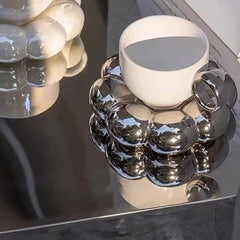 Flower Coffee Cup & Saucer Set Cute Mug & Saucer Set Ceramic Coffee Cup with Sunflower Saucer Latte Cups 6.7Oz Pink