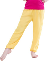Summer Boys and Girls Cotton Pants Children's Baby Loose Silk Trousers Yellow