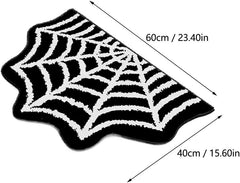 Spider Web Bath Mat, 2025 New Gothic Halloween Rug, Black Washable Non-Slip Goth Bath Mat for Bathroom, Front Door, Bedroom, Kitchen
