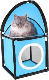 Yardwe Indoor Cat House Bed Scratcher Tree Furniture Oxford Fabric Double-Deck Design