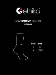 Ethika Boy's Crew Sock | Black -Silver Logo- (BLK, Medium)