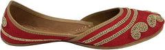 Red Jutti Flats for Women Punjabi Jootis Shoes Bohemian Flat Sandles Handmade Beaded Traditional Ballerina