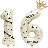 40 Inch White Foil Balloon Number 16,Crown 16th Birthday Party Decorative Balloons,Number Large Numbers Balloon 16,Girls Boys 16th Birthday Decoration Anniversary Wedding 16th Birthday Party Supplies