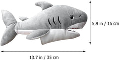 LOGOFUN Cartoon Plush Shark Hand Puppet Grey Plush Animal Shark Hand Toy Cute Plush Shark Hand Puppet for Parent Kids Interactive Supplies