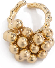 Chunky Gold Rings for Women Beaded Open Statement Chunky Rings Jewelry Set