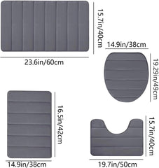 Bathroom Rugs for 3 Pieces, Memory Foam Bath Mat Set, Universal Toilet Mats, Soft Comfortable, Water Absorption, Non-Slip, Thick, Machine Washable, Easier to Dry for Floor Mats