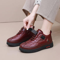 Women's Warm & Lightweight Adjustable Lace-up Winter Slip-on Shoes Boots Non-slip and Comfortable Thick 's Ankle Boots (5.5,Red)