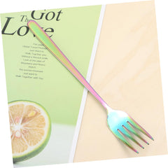 PRETYZOOM Colorful Stainless Steel Serving Forks Elegant Design for Western Cuisine Fruit and Desserts Dishwasher Safe Premium Tableware for Home and Kitchen