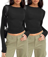 AUTOMET 3 Pack Womens Long Sleeve T Shirts Fall Fashion Basic Going Out Crop Tops Slim Fitted Winter Clothes 2025