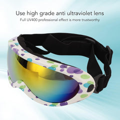 Adorable Dog Goggles Pet Sunglasses with UV Protection, Waterproof, and Adjustable Strap for Puppy Dogs Small Medium XS, Ideal for Outdoor Activities (White Purple Frame)