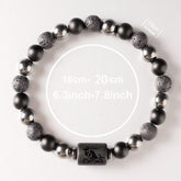 Zodiac Obsidian Bracelet – Handmade Unisex Lava Stone Beaded Wristband – Adjustable Retro‑Style Gift for Astrology Lovers