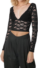 Women Y2K Lace Tops Tees for Teen Girl Neck Long Sleeve T Shirt Solid Pullover Slim Fit Bottom Short T Shirt