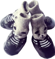 Pet Socks, Slip Dog Boots Soft Rain Snow Proof Rubber 4PCS for Walking (Black_L)