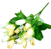 Artificial Flower Wedding Fake Plants 15 Heads Compatible with Wedding 1 Bouquet White