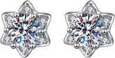 Women Synthetic Diamond Earrings, 18K White Gold Plated Round Square Cubic Zirconia Hypoallergenic Studs Earrings (Another Star)
