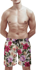 Men's Swim Trunks Flower Vine Floral Beach Shorts Quick Dry Summer Bathing Suit Swimwear Beachwear with Pockets