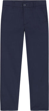 Nautica Boys School Uniform Twill Khaki Pants, Flat Front & Elasticized Waistband, Zipper Closure With Faux Button