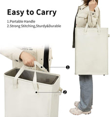 48L Laundry Basket, Narrow Laundry Hamper with Handles, Collapsible Dirty Clothes Hamper, Tall Laundry Bin for Laundry Room, Dorm and Bedroom,Slim Collapsible Hamper With Handles for Small Spaces