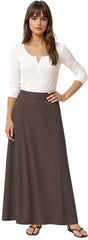 Baby'O Women's Stretch Cotton Knit Panel Maxi A-Line Skirt