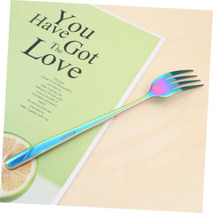 PRETYZOOM Colorful Stainless Steel Dinner Forks 1-Piece Western Food Serving Fork for Home Kitchen Multi-Purpose Tableware Dishwasher Safe for Parties and Special Occasions
