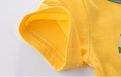 Toddler Baby Boy Short Sleeve Graphic Tee Shirts Kids Crewneck T-Shirt Tops Soft Shirts Cute Boys (Yellow, 1-2 Years)