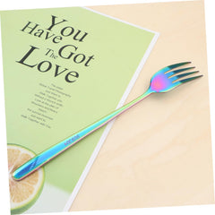 PRETYZOOM Colorful Stainless Steel Serving Forks Elegant Design for Western Cuisine Fruit and Desserts Dishwasher Safe Premium Tableware for Home and Kitchen