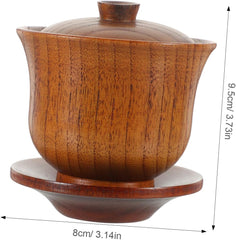 Traditional Chinese Tea Bowl Set with Lid Wooden Tea Cup for Home Office Multi-use Mug for Oolong Compact Portable Design for Entertaining Guests