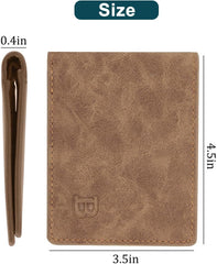Mens Wallet, Front Pocket Bifold Wallet, Credit Card Holder, Minimalist, Front Pocket, Small Thin, Travel Wallet for Men-(Brown)