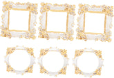 6Pcs Mini Vintage Photo Frames Retro Resin Ornate Picture Frames for Home Decor for DIY Crafting and Display Square Round