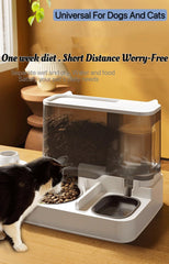 Automatic Cat Feeder and Water Dispenser, Cat Bowl Dog Bowl Gravity Feeder and Drinking Dispenser Wet and Dry for Cats and Small Dogs, Can Manage a week's Worth of Food and Drink Without Worries