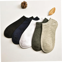 GALPADA Cotton Ankle Socks for Men No Show Breathable Elastic Black 5 Pairs Pack