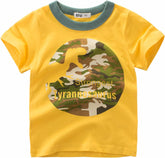Toddler Baby Boy Short Sleeve Graphic Tee Shirts Kids Crewneck T-Shirt Tops Soft Shirts Cute Boys (Yellow, 1-2 Years)