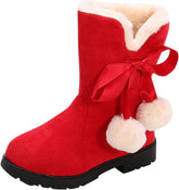 IWIHMIV Toddler Girls Boots Kids Ankle Boots Warm Boots Low heel Short Booties Winter Snow Boots Non Slip Outdoor Shoes