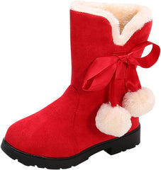 IWIHMIV Toddler Girls Boots Kids Ankle Boots Warm Boots Low heel Short Booties Winter Snow Boots Non Slip Outdoor Shoes