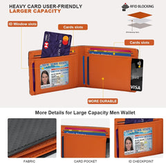 Men's Wallet slim wallet Carbon Fiber Bi-Fold Wallet - RFID Blocking Ultra Thin Card Holder (Holds 10+ Cards) Business & Travel Essential (Perfect Day Gift)
