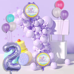 Balloons,Purple Balloons Party Supplies 7th Birthday Balloon,32"Large Size Rainbow Number 7 Balloon Set Party Supplies 7th Sweet Birthday Wishes Balloon Bouquet Decorations - Purple 7